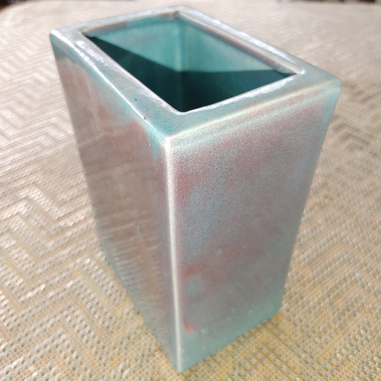 Ken's California Pottery Pink Blue 4" Rectangle Pot MCM