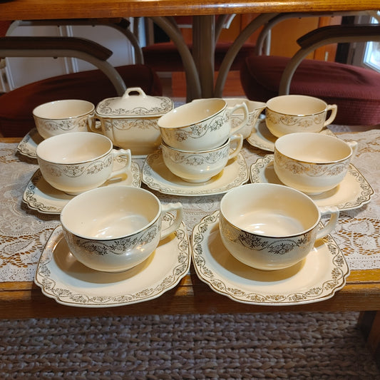 Three Daisies 2! Homer Laughlin Vintage 1930s Coffee Tea Service 8(7) Free Ship!