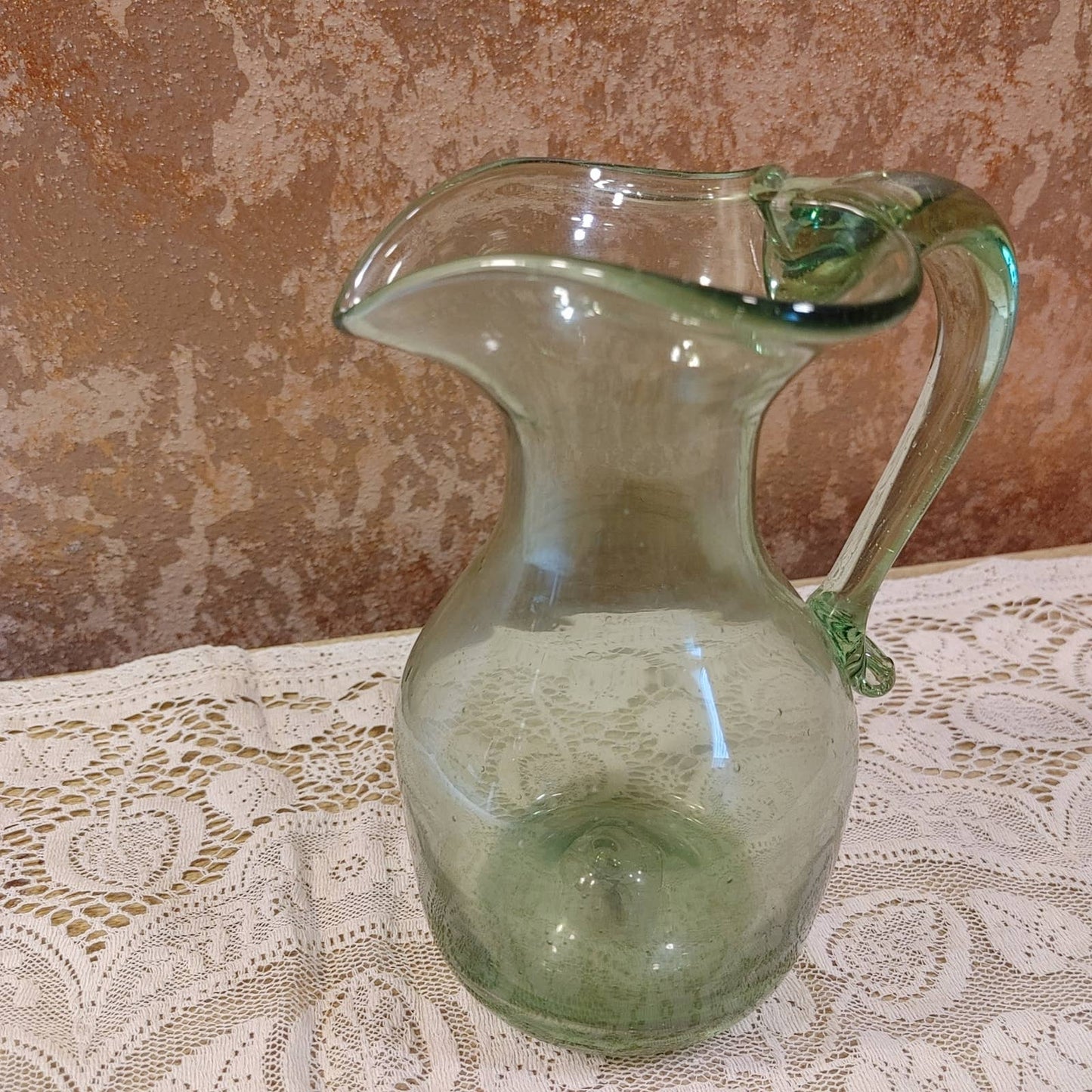 Small Glass Pitcher Vase Artisan Hand Blown Vintage Antique Free Shipping!