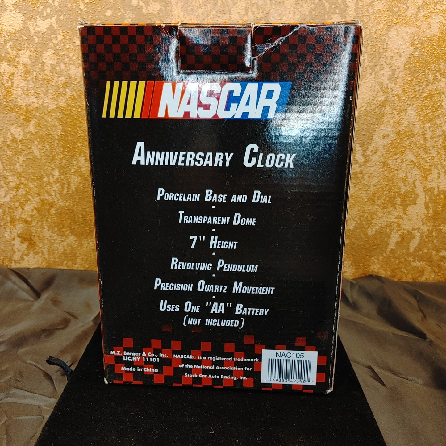 Nascar Clock! Porcelain Clock Twirling Flags Racing Anniversary Works Free Ship!