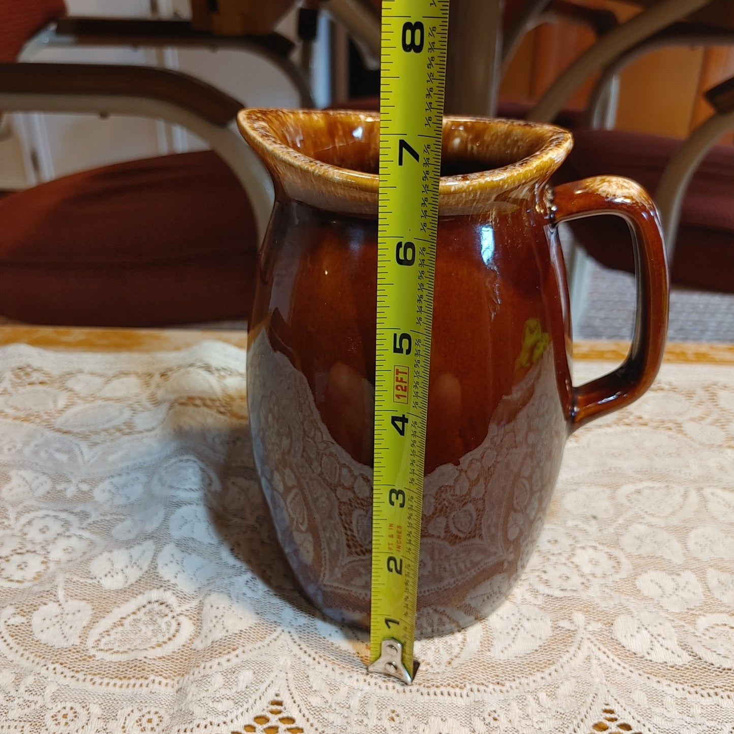 Proper Pitcher 1! Hull Oven Proof Brown Drip Pitcher Jug Mid Century Free Ship!