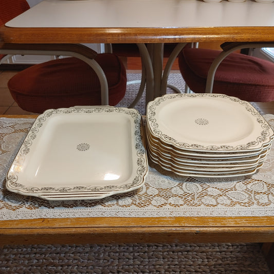 Three Daisies 4! Homer Laughlin Bone China Plates Service 8 Platter Free Ship!