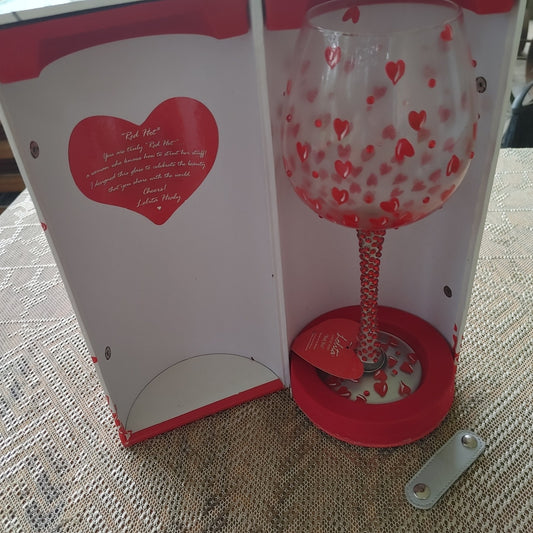 Lolita Red Hot Hand Painted Wine Glass Case Box Vintage