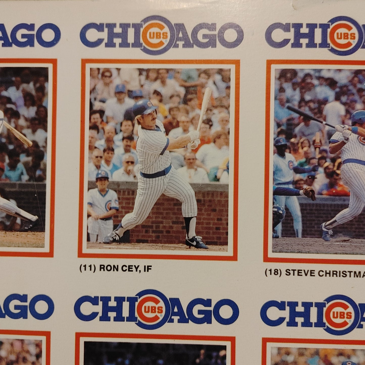 Chicago Cubs Trading Cards Uncut MLB Proof Sheet Gatorade 1986