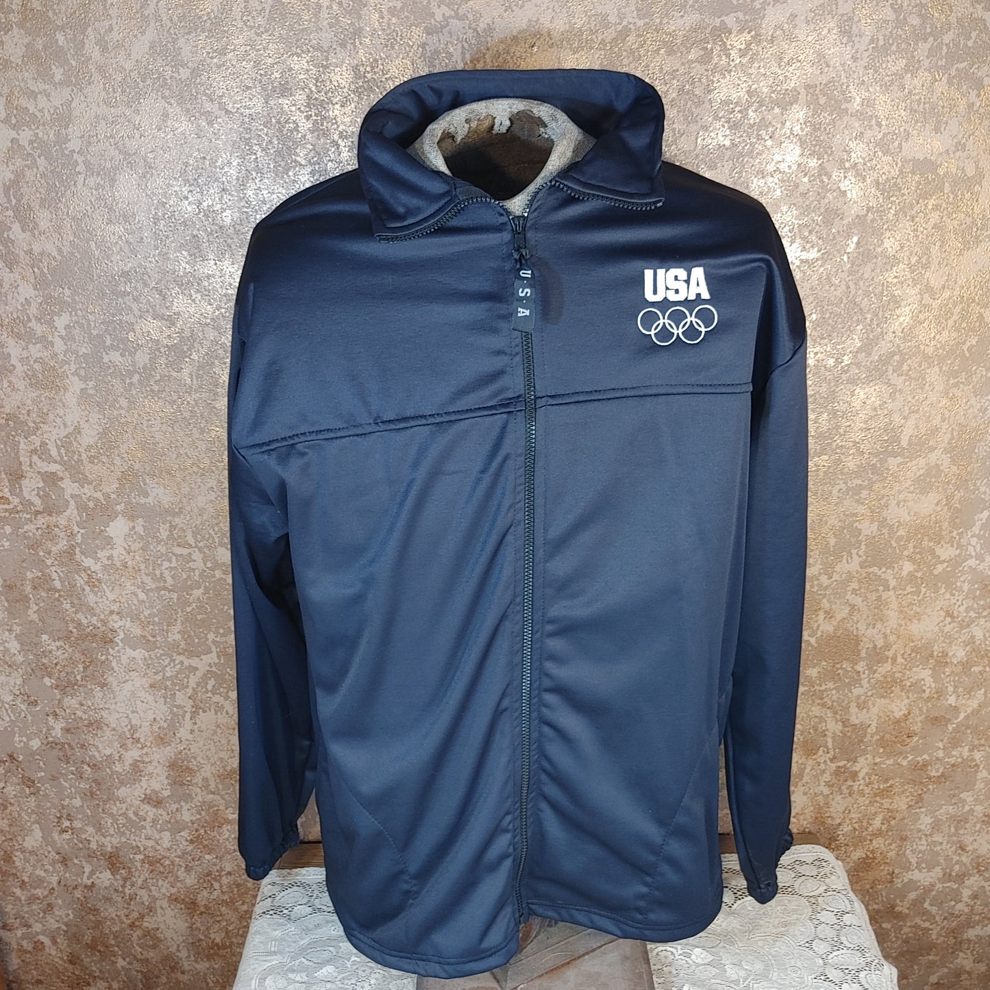 Olympic Outerwear! Vintage Navy Blue Olympic Track Jacket XXL Free Shipping!