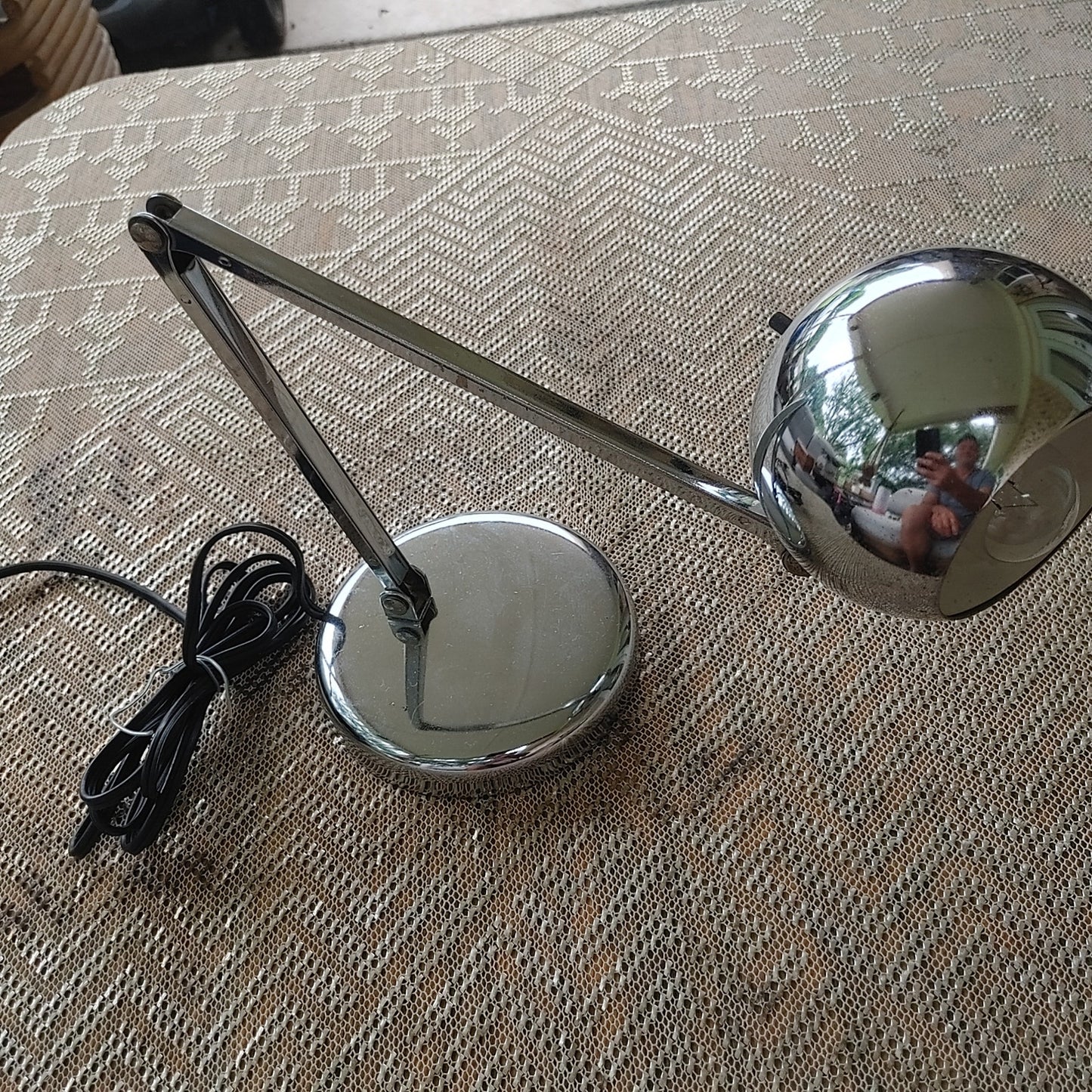 Ledu Desk Lamp Chrome Orb Eyeball Sphere Vintage Mid Century Adjustable Works Nice