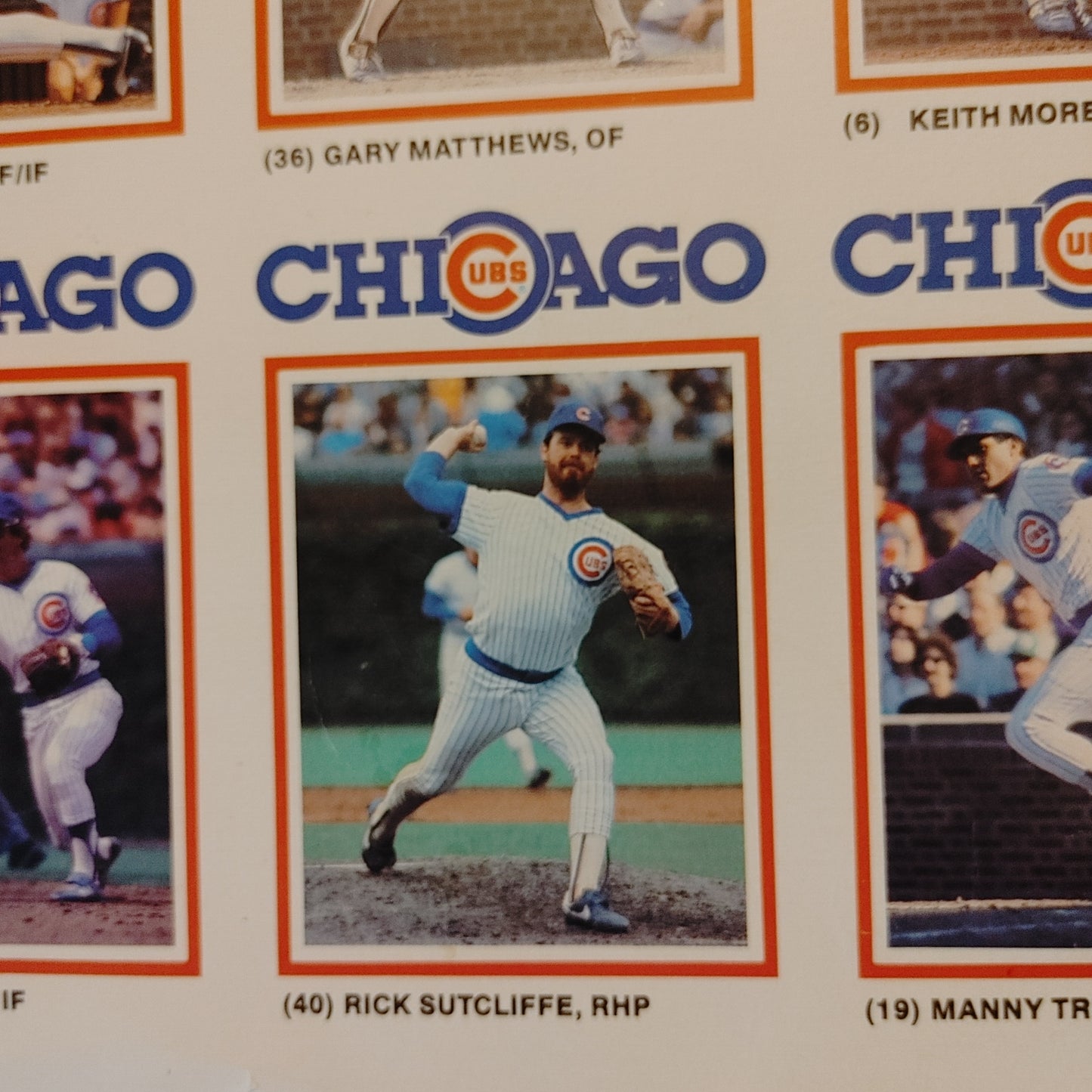 Chicago Cubs Trading Cards Uncut MLB Proof Sheet Gatorade 1986