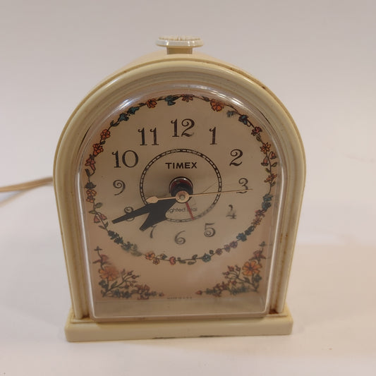 Cute Clock! Timex Electric Alarm Clock Farmhouse Floral Old Timey