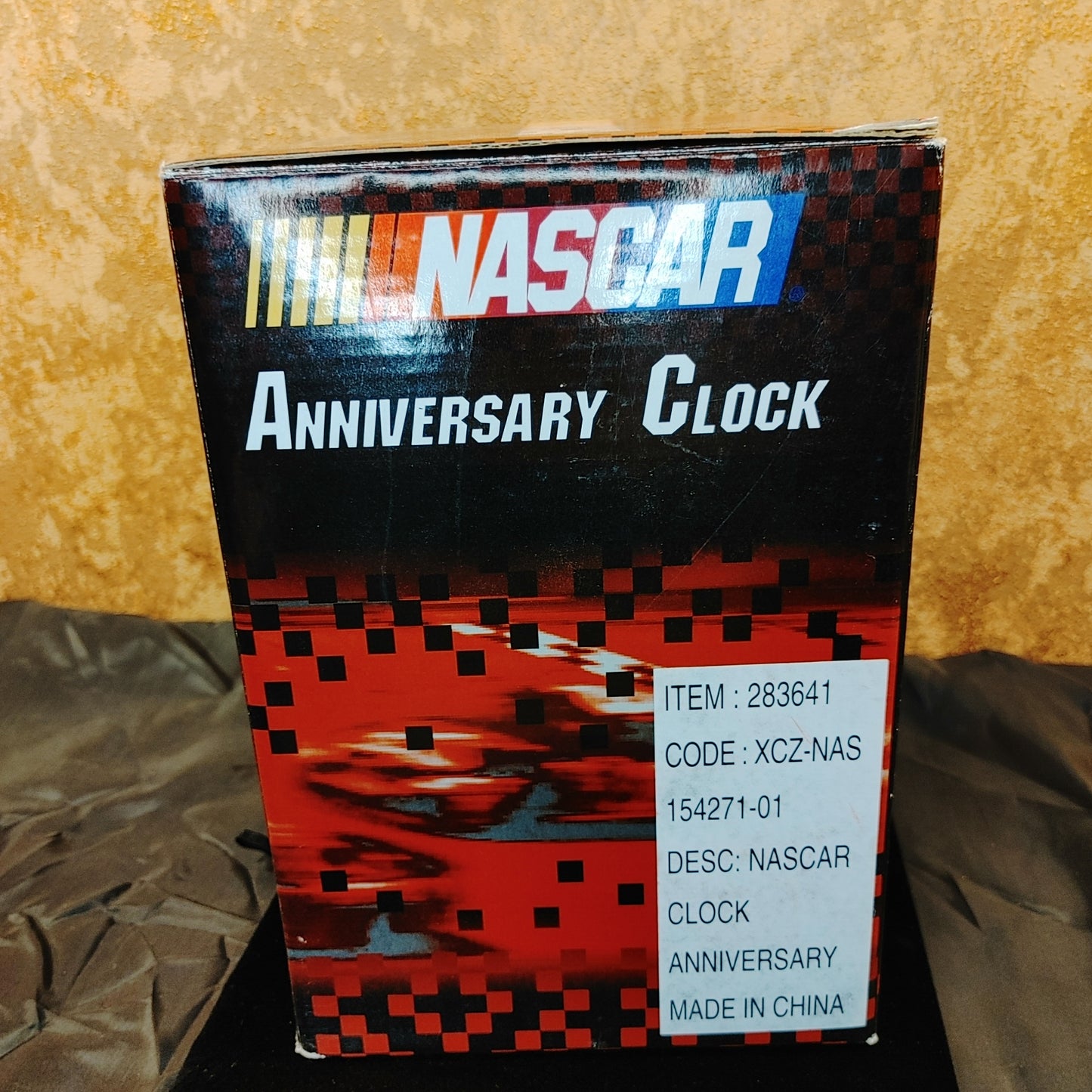 Nascar Clock! Porcelain Clock Twirling Flags Racing Anniversary Works Free Ship!