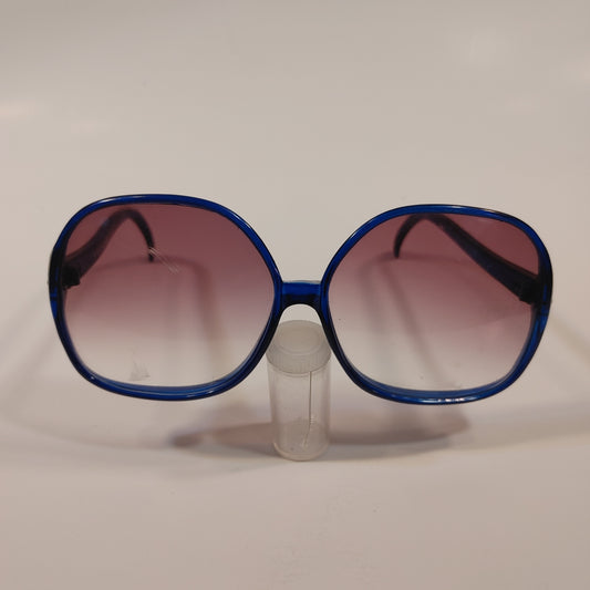 Great Glasses 9! Vintage Clear Blue Frame Oversize Sunglasses France Free Ship!