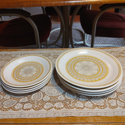 Franciscan Earthenware Vintage Hacienda Gold Dinner Salad Plates (8) Free Ship!