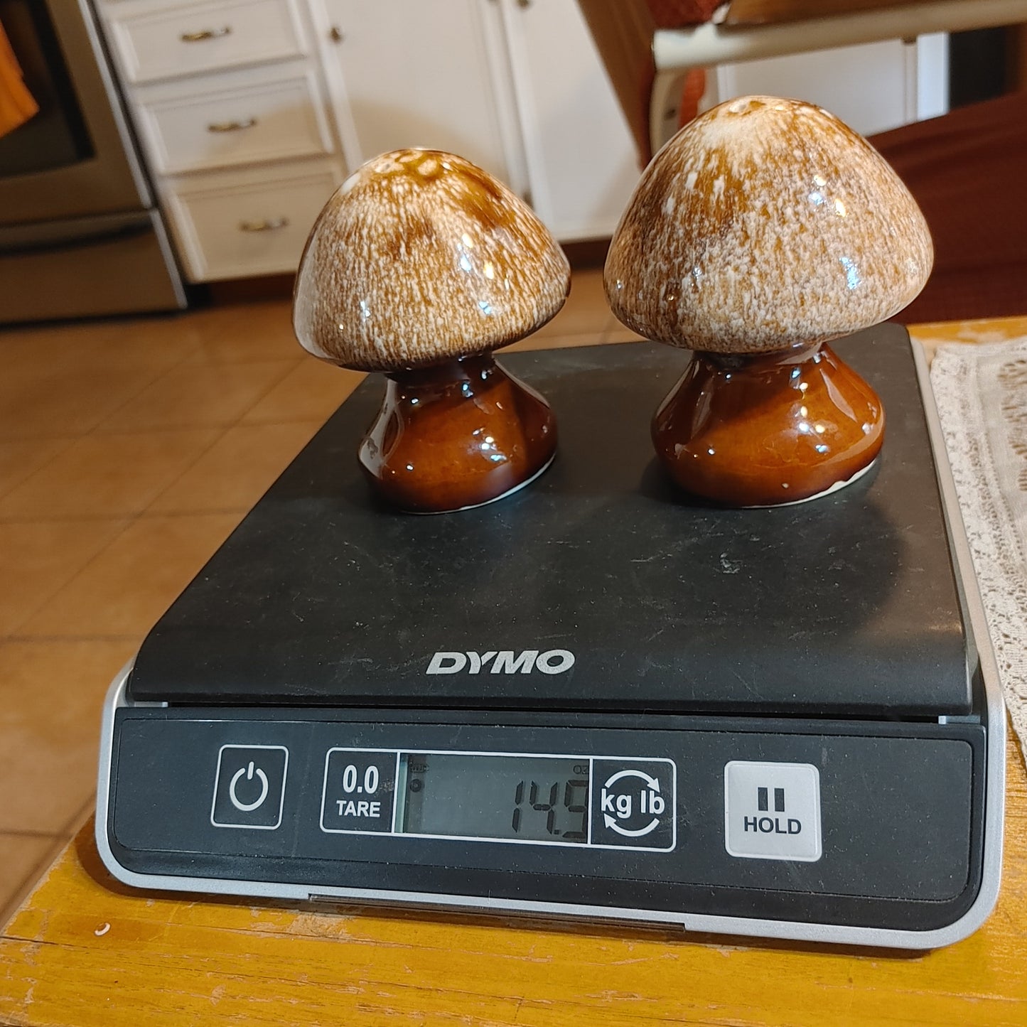 Shroom Service! Hull Oven Proof Brown Drip Salt Pepper Shakers Mushrooms Free Shipping!