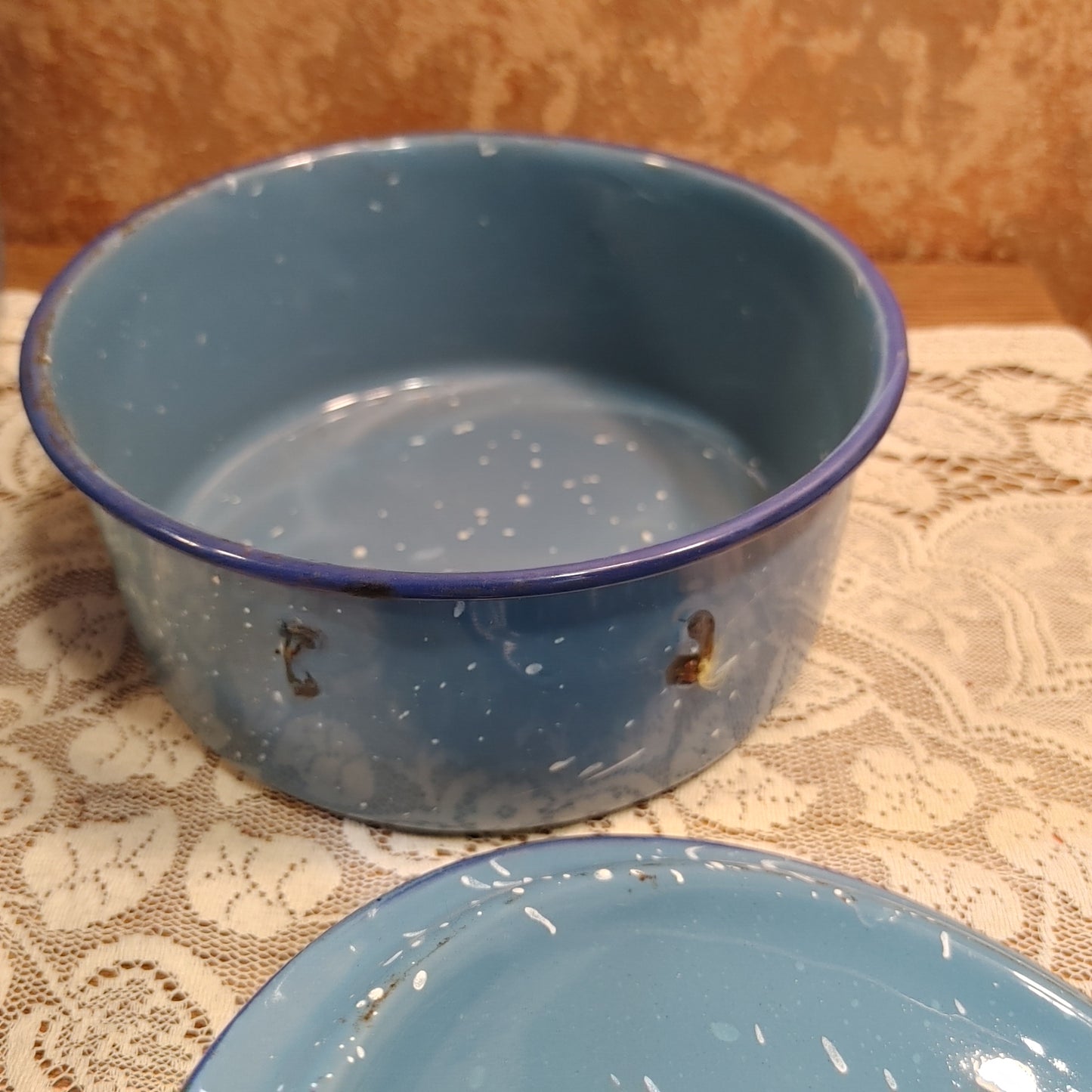 Camp Cookin'! 7 Piece Vintage Speckled Enamel Blue Cookware Pots Free Shipping!