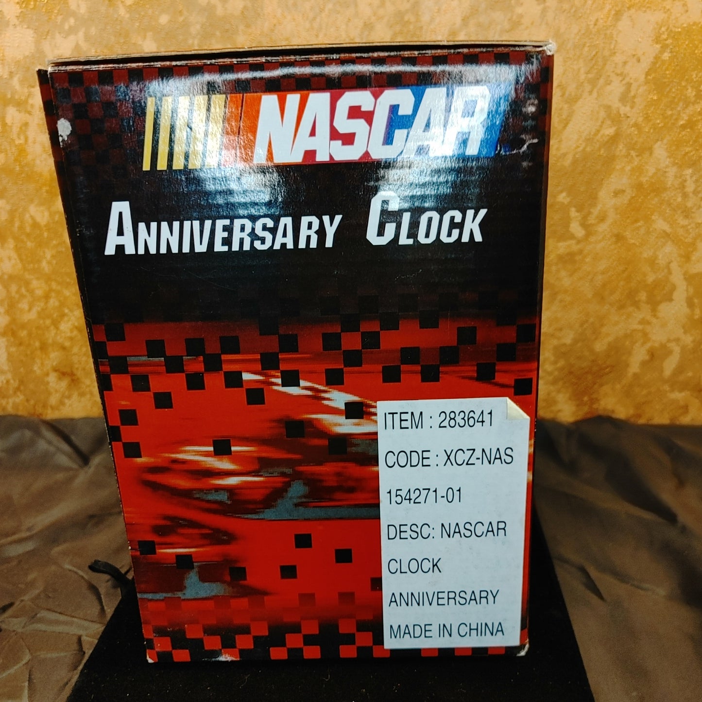 Nascar Clock! Porcelain Clock Twirling Flags Racing Anniversary Works Free Ship!