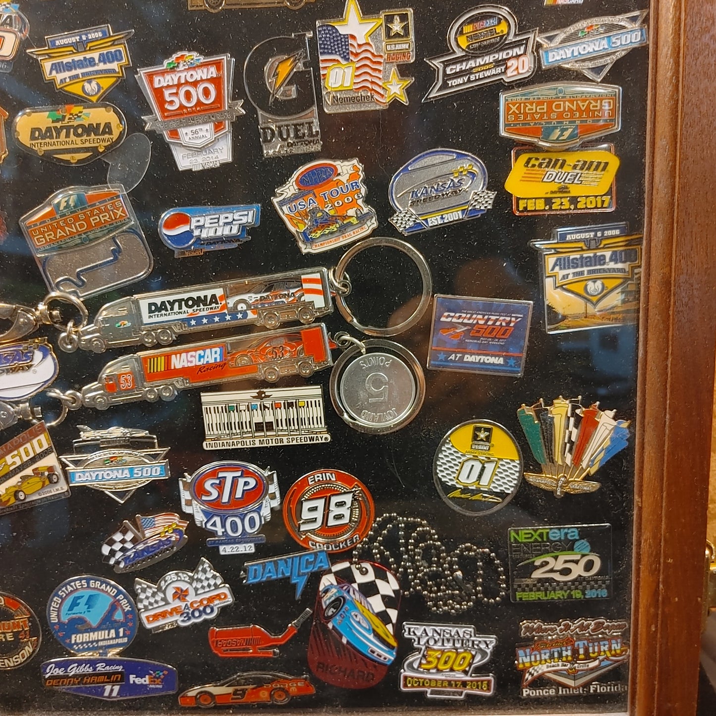 Pins 4 The Win 2! 80 +/- Vintage Nascar Racing Pins Case Display Free Shipping!