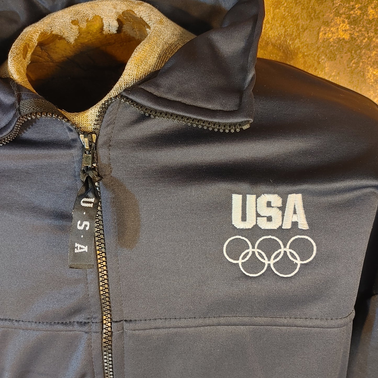 Olympic Outerwear! Vintage Navy Blue Olympic Track Jacket XXL Free Shipping!