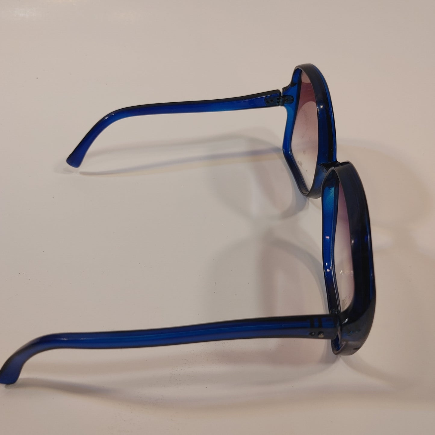 Great Glasses 9! Vintage Clear Blue Frame Oversize Sunglasses France Free Ship!