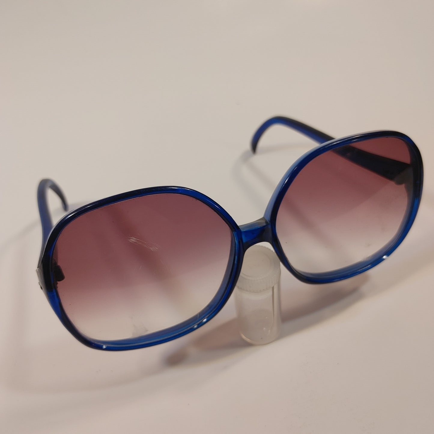 Great Glasses 9! Vintage Clear Blue Frame Oversize Sunglasses France Free Ship!