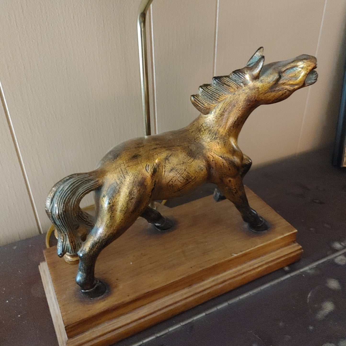 This Horse is Lit! Vintage Lamp Craftsman Stained Glass Arts Crafts Free Ship!