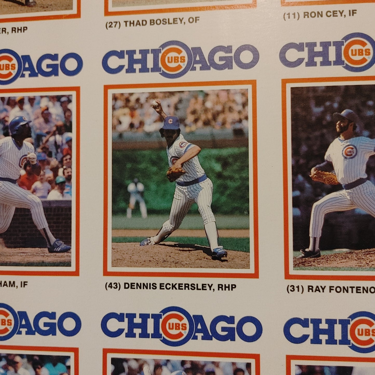 Chicago Cubs Trading Cards Uncut MLB Proof Sheet Gatorade 1986