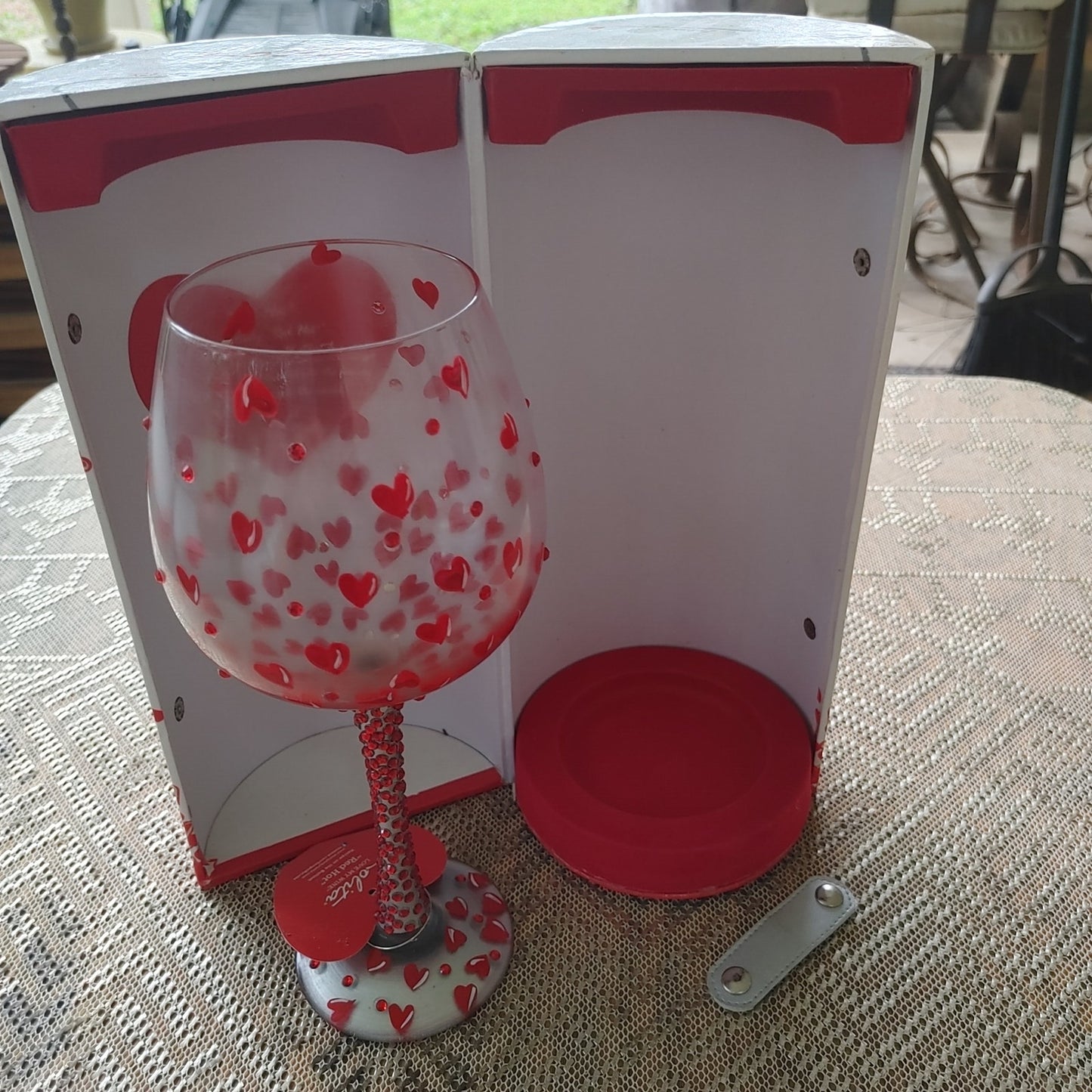 Lolita Red Hot Hand Painted Wine Glass Case Box Vintage