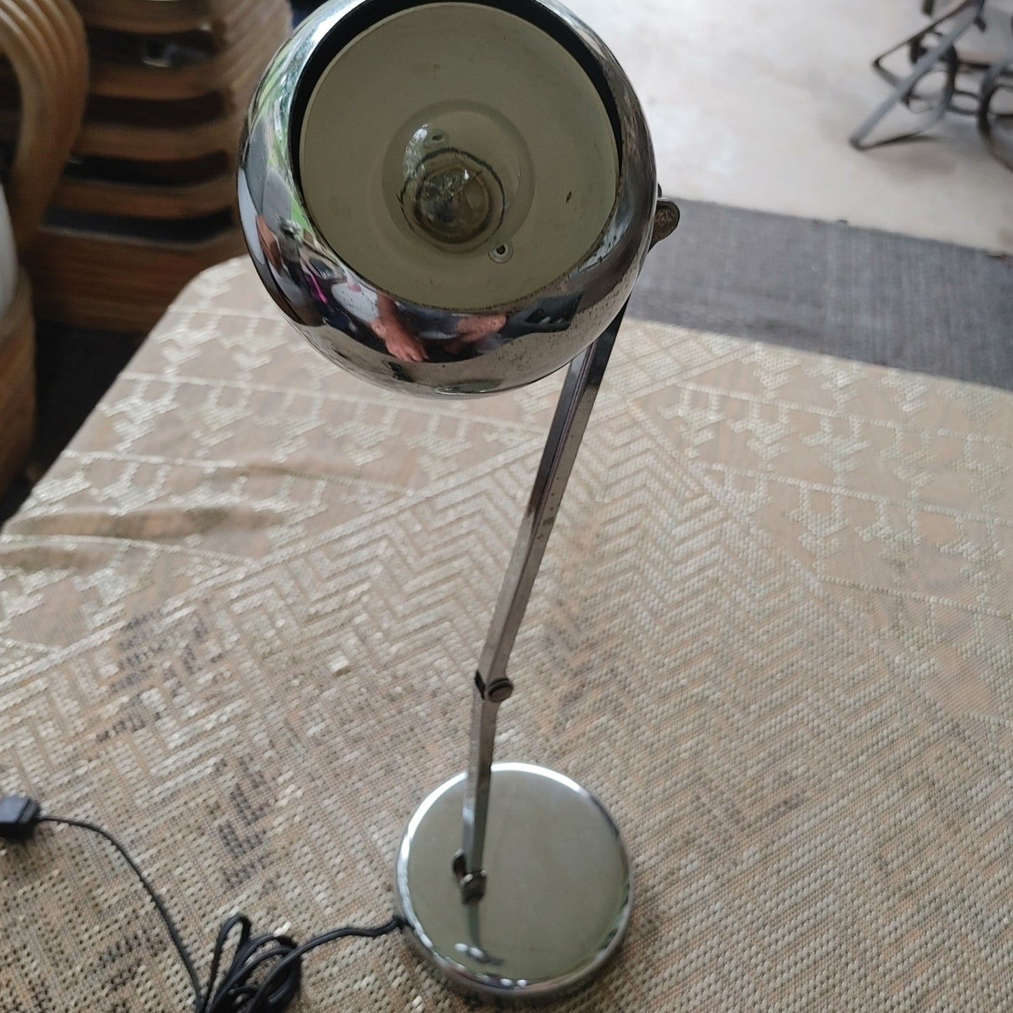 Ledu Desk Lamp Chrome Orb Eyeball Sphere Vintage Mid Century Adjustable Works Nice