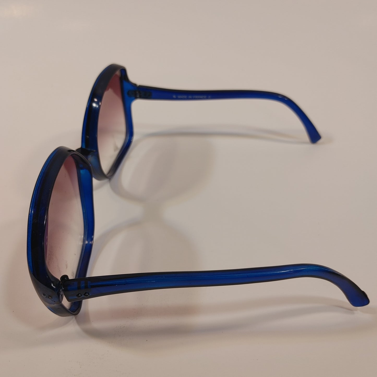 Great Glasses 9! Vintage Clear Blue Frame Oversize Sunglasses France Free Ship!