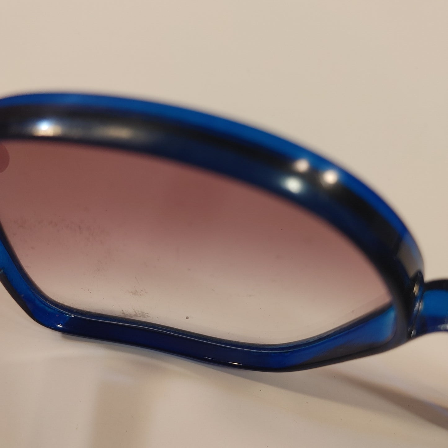 Great Glasses 9! Vintage Clear Blue Frame Oversize Sunglasses France Free Ship!