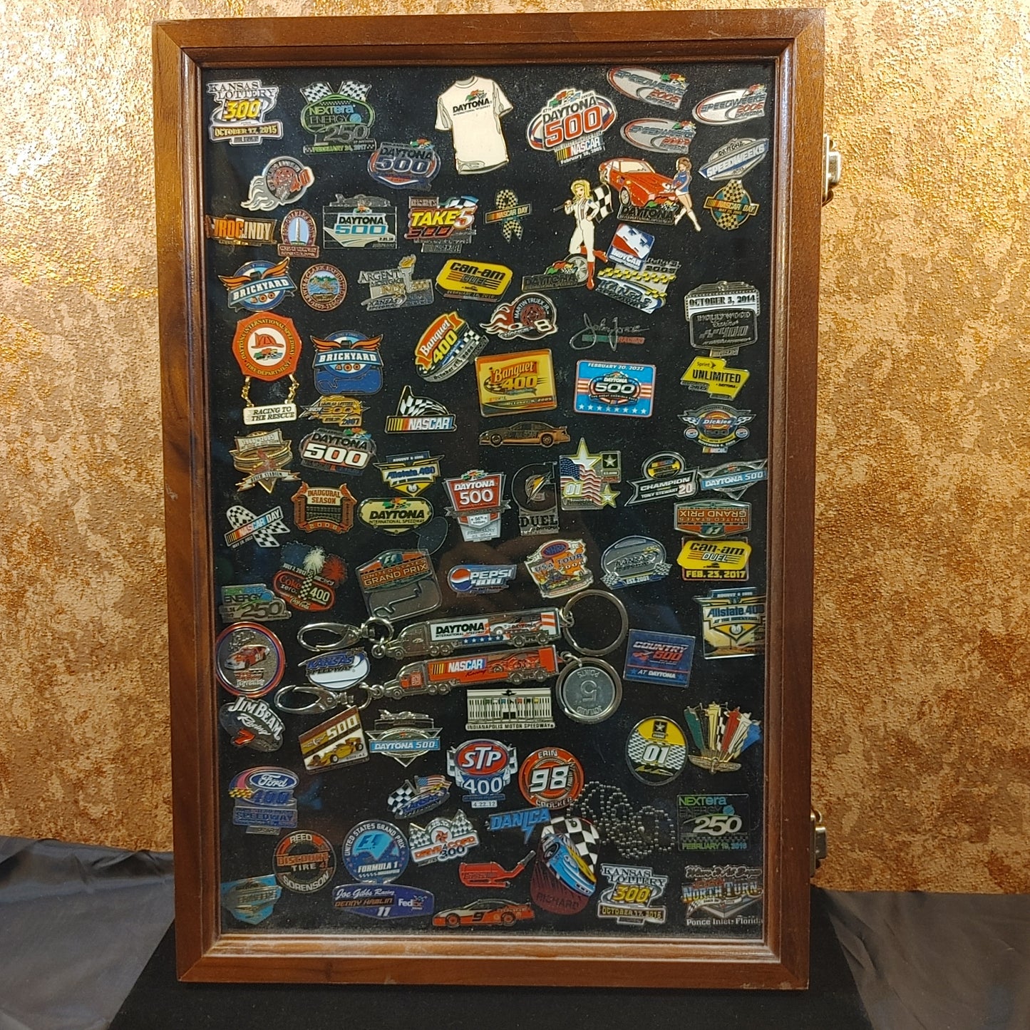 Pins 4 The Win 2! 80 +/- Vintage Nascar Racing Pins Case Display Free Shipping!