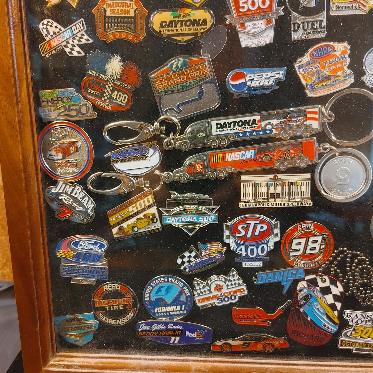 Pins 4 The Win 2! 80 +/- Vintage Nascar Racing Pins Case Display Free Shipping!