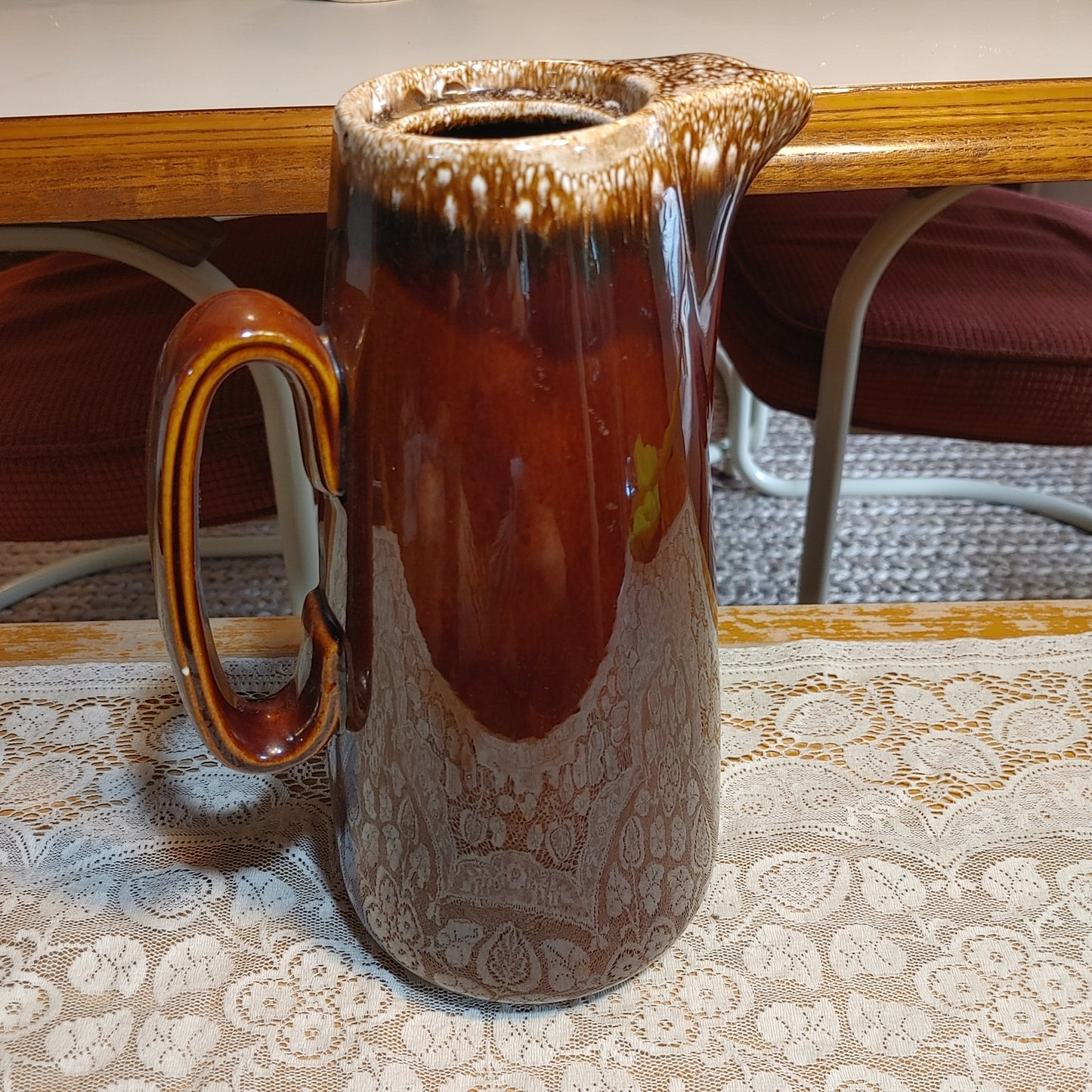 Princely Pitcher! Hull Oven Proof Brown Drip Mid Century MCM McCoy Free Shipping!