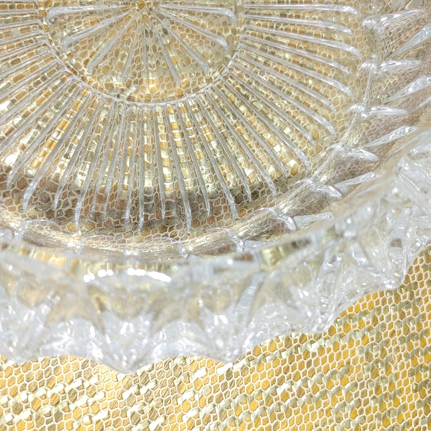 Big Round Cut Glass Ahstray Vintage Elegant Crystal Heavy Large