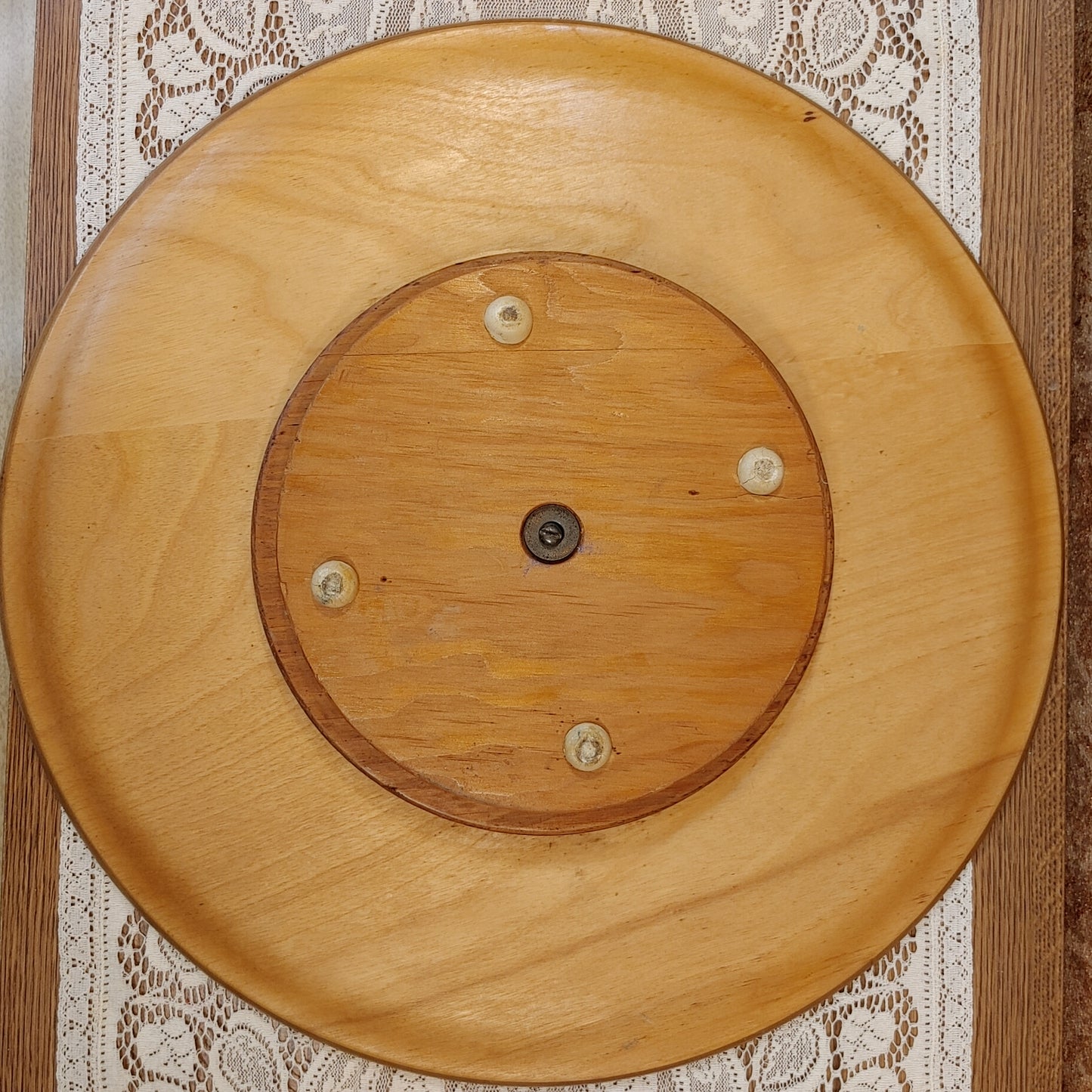 Susan ain't Lazy! Large Teak? Wood Lazy Susan Custom Retro Table Free Shipping!