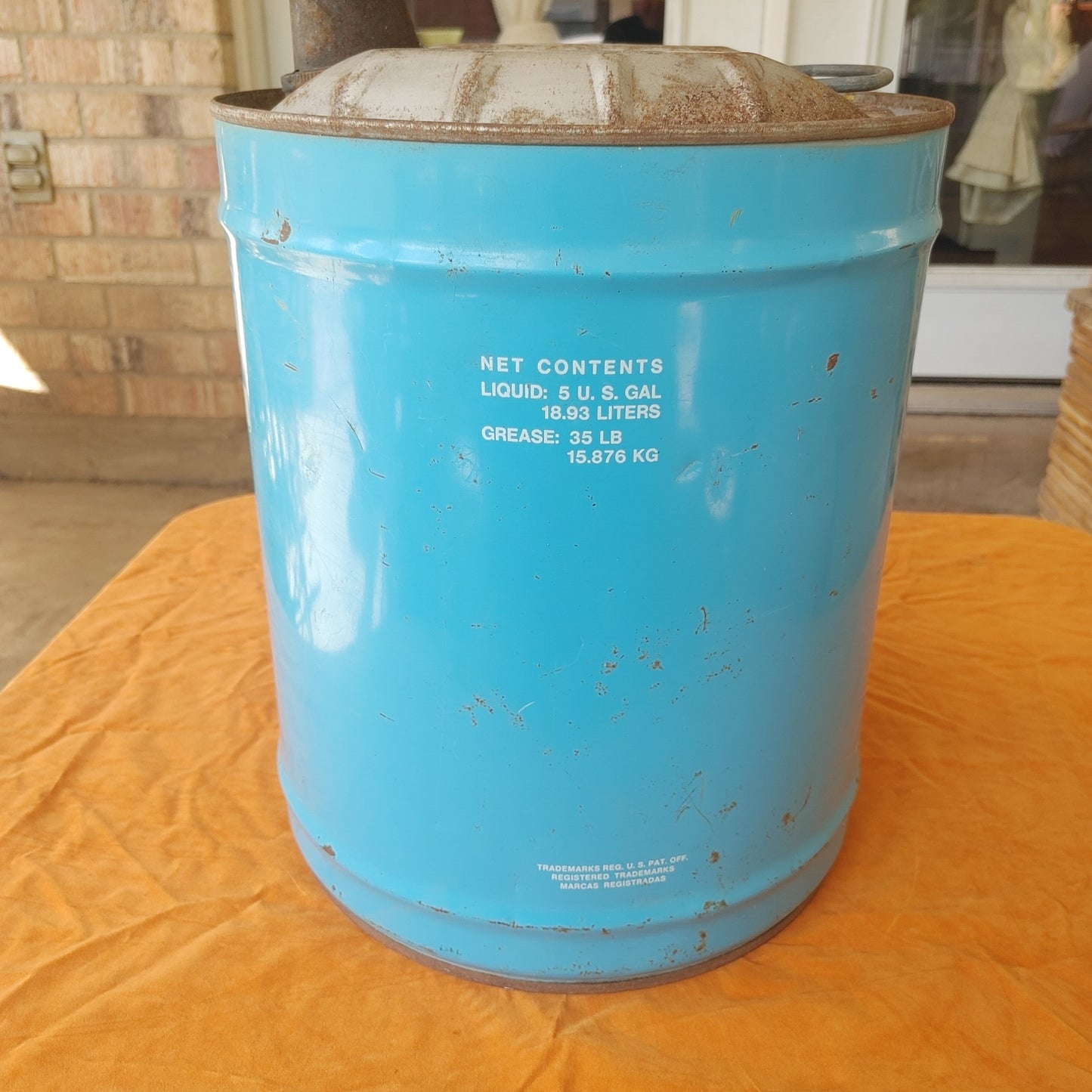 Blue Beauty! Rare Vintage Exxon 5 Gal Gas Can Petroleana 1973 Free Shipping!