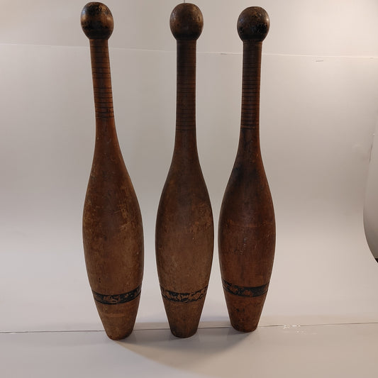 Cool clubs! Set 3 Indian Clubs Exercise 1910's Juggling Antique Free Shipping!