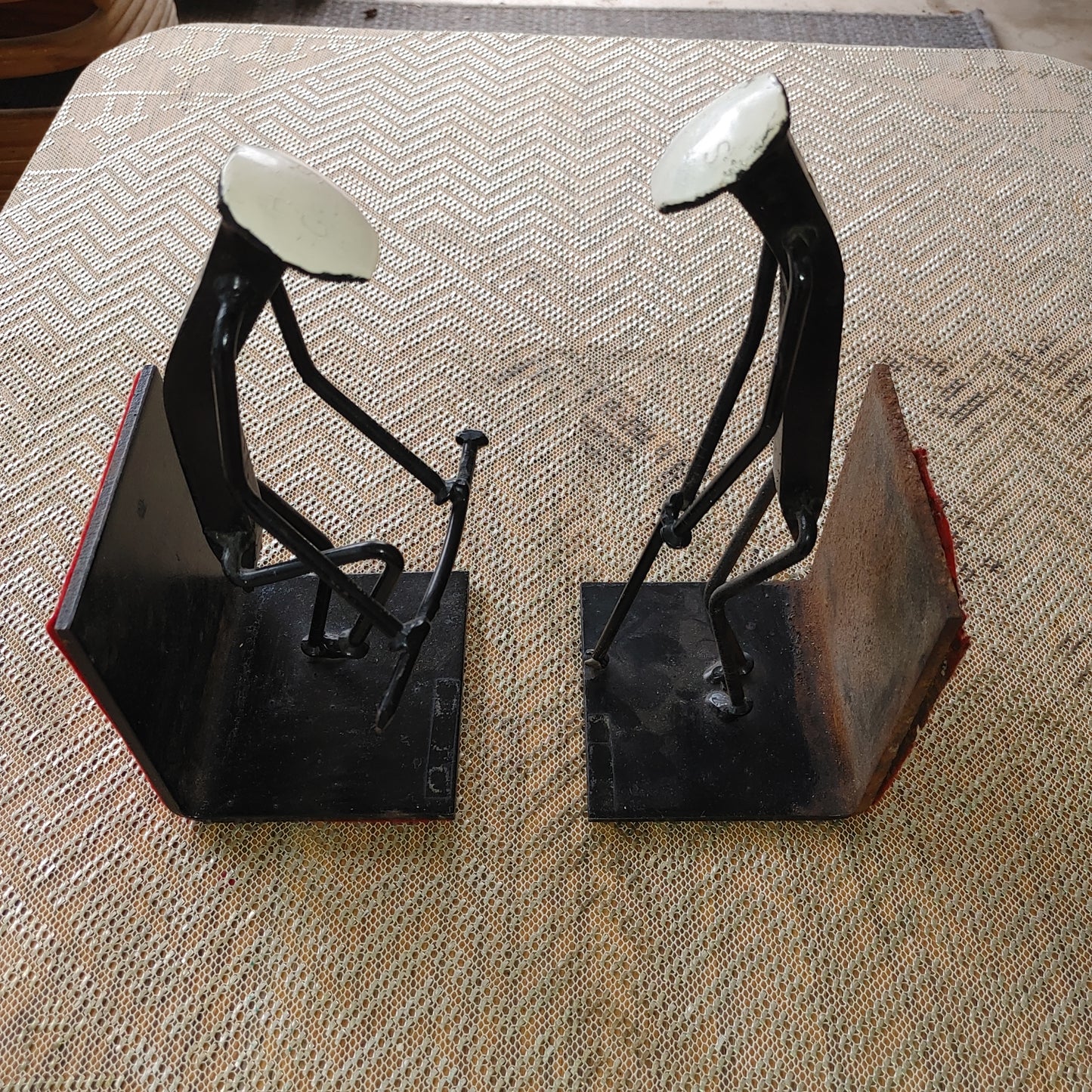 Bookends Folk Art Railroad Spikes Golfers Iron Heavy