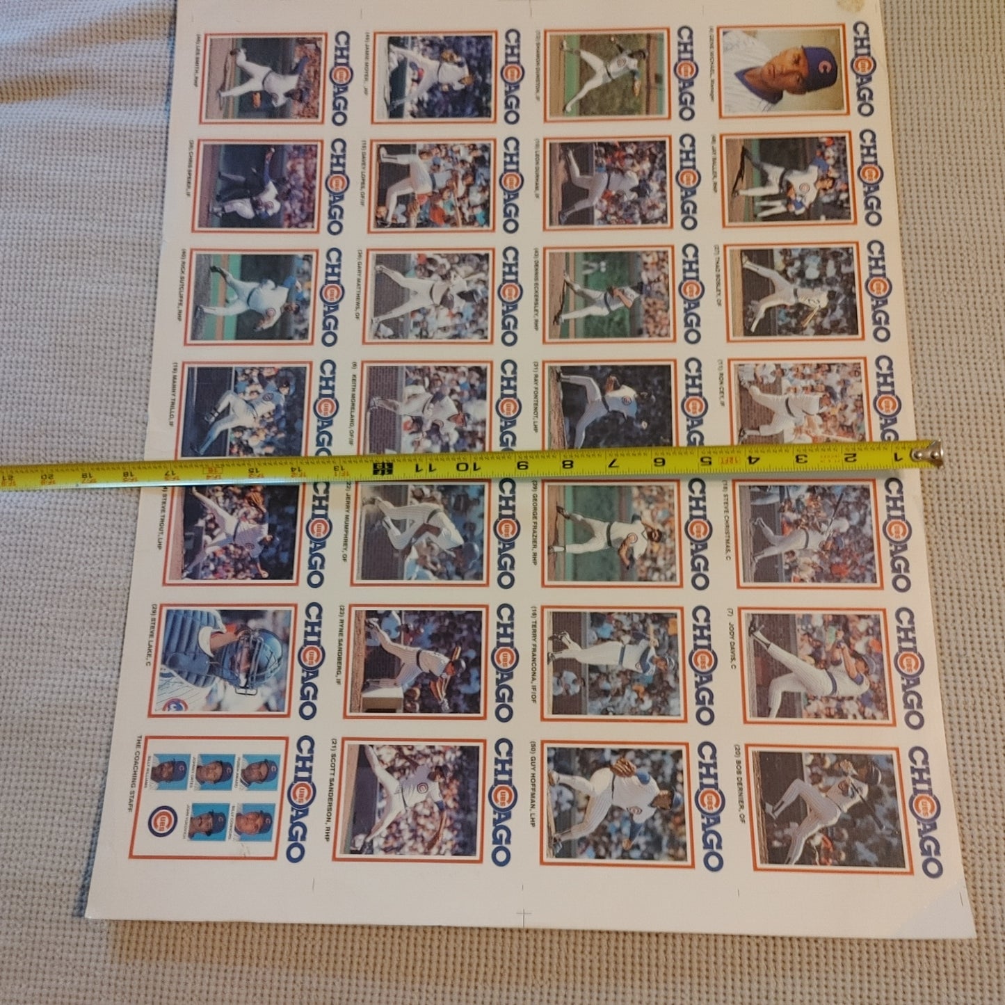 Chicago Cubs Trading Cards Uncut MLB Proof Sheet Gatorade 1986