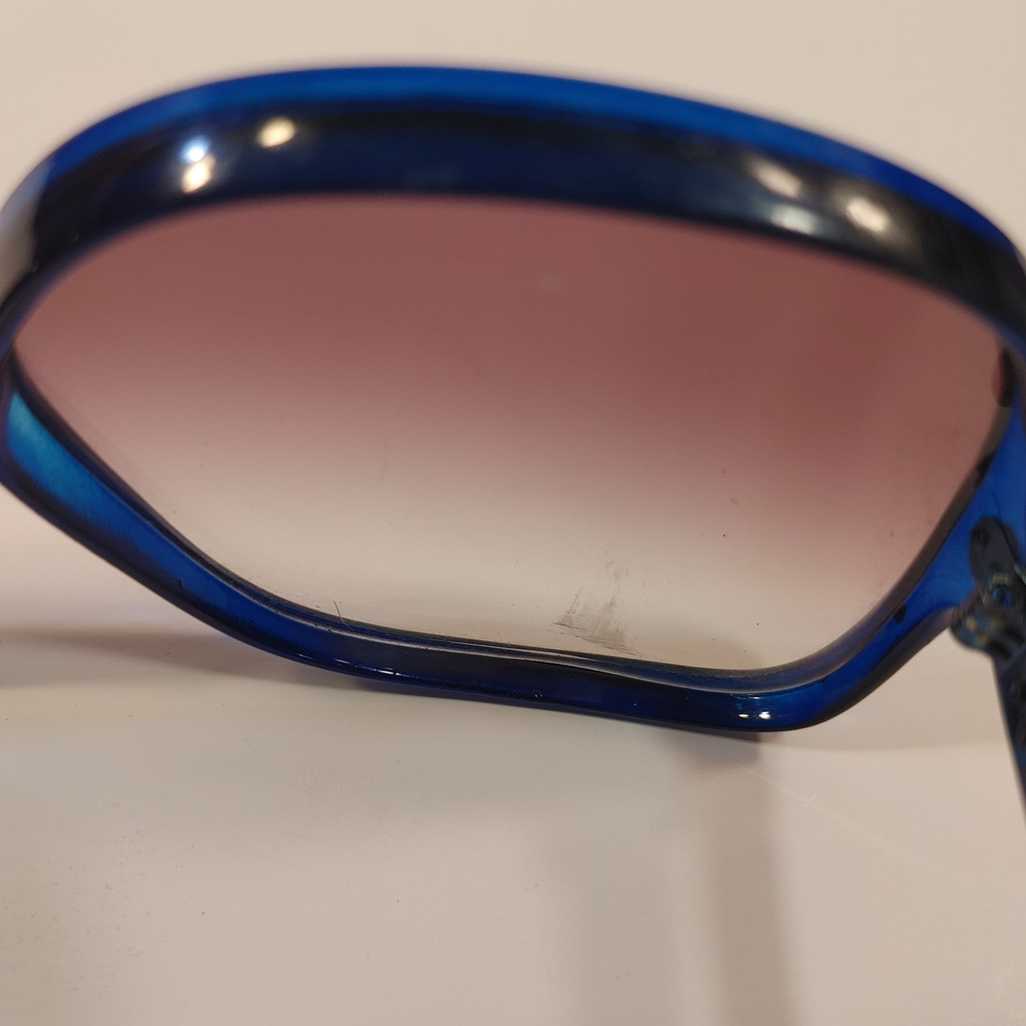 Great Glasses 9! Vintage Clear Blue Frame Oversize Sunglasses France Free Ship!