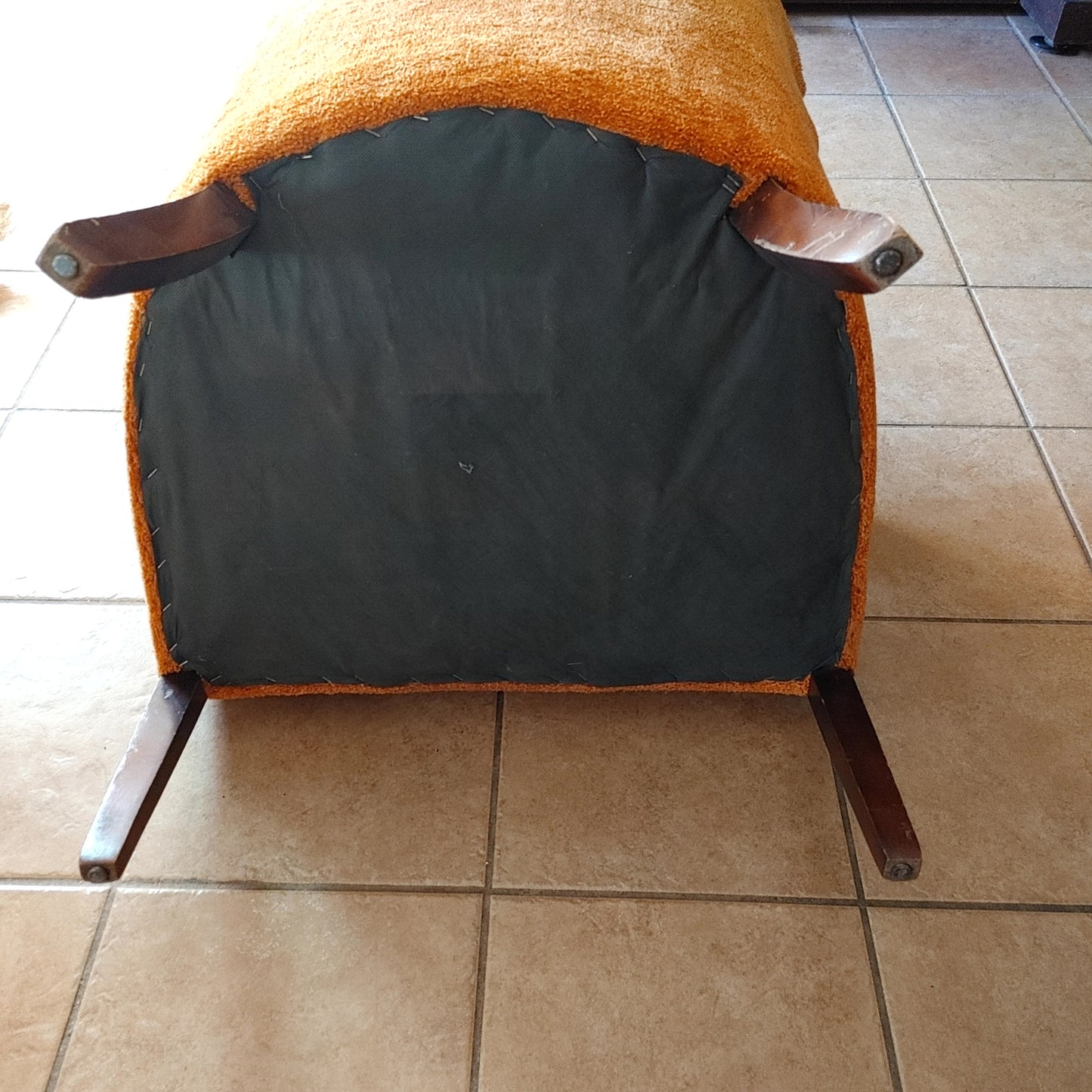 Choice Chair! Cool Vintage Orange Nubby Scallop Chair Wood Legs 1940s Local Only