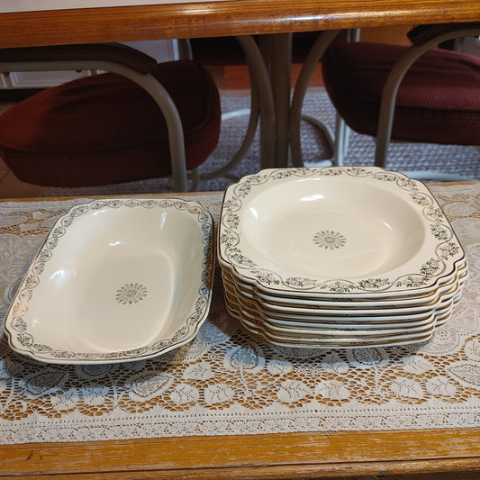 Three Daisies 3! Homer Laughlin 1930s Fine Bone China Soup Bowls (8) Free Ship!