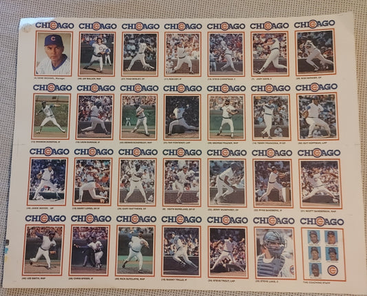 Chicago Cubs Trading Cards Uncut MLB Proof Sheet Gatorade 1986