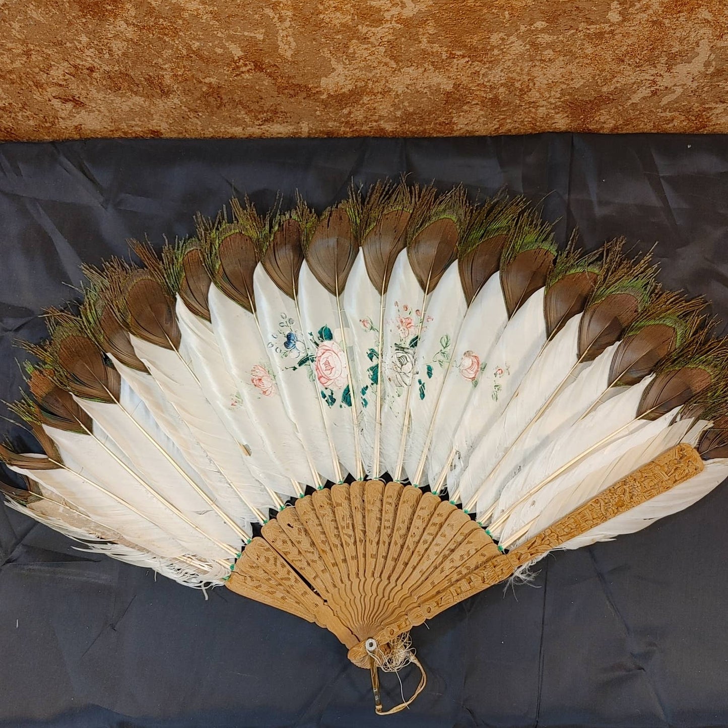 Fancy Fans! Antique Fan Lot (7) Peacock Hand Painted Free Shipping!