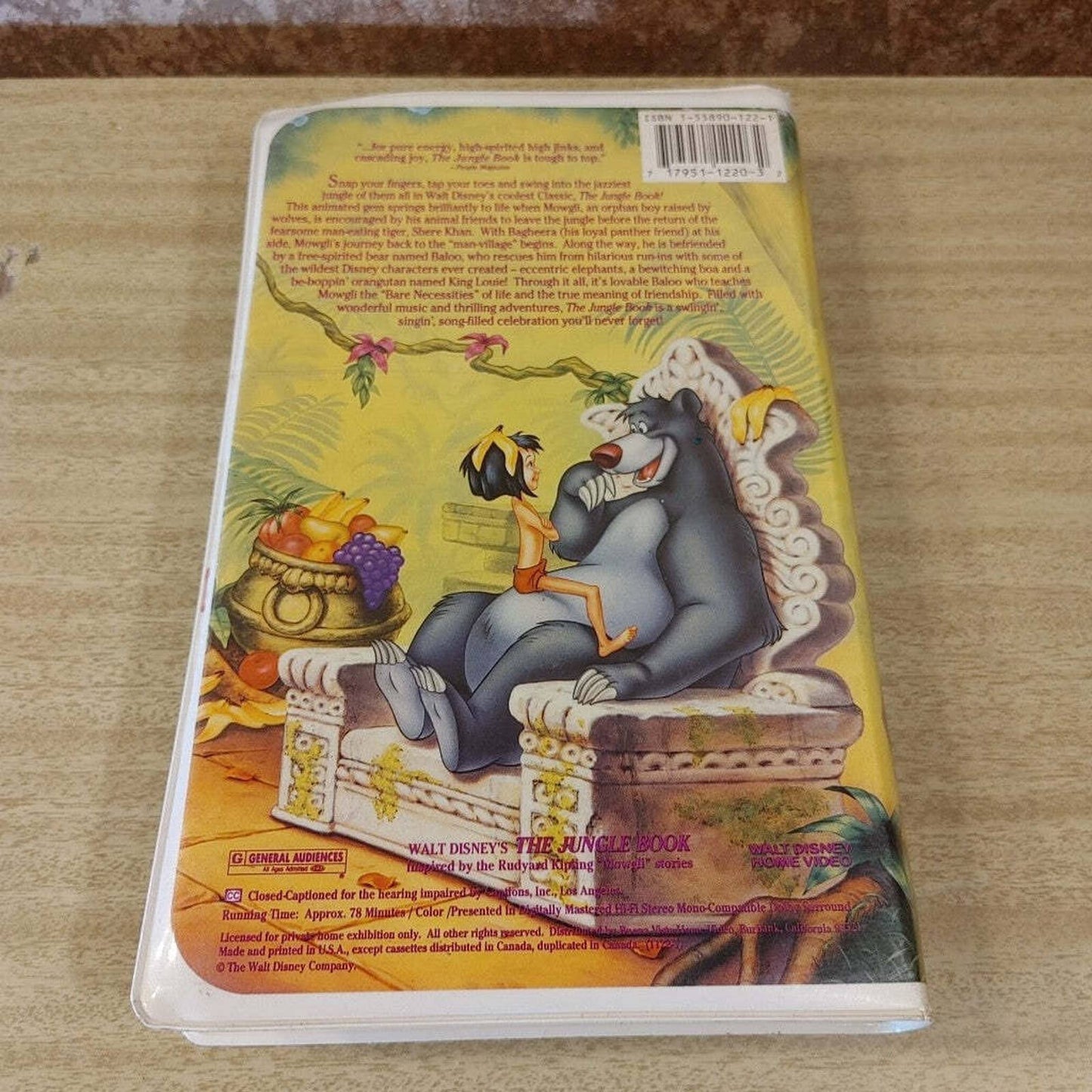 Jungle Book! Vintage Original Disney Black Diamond Classics 1122 VHS Tape