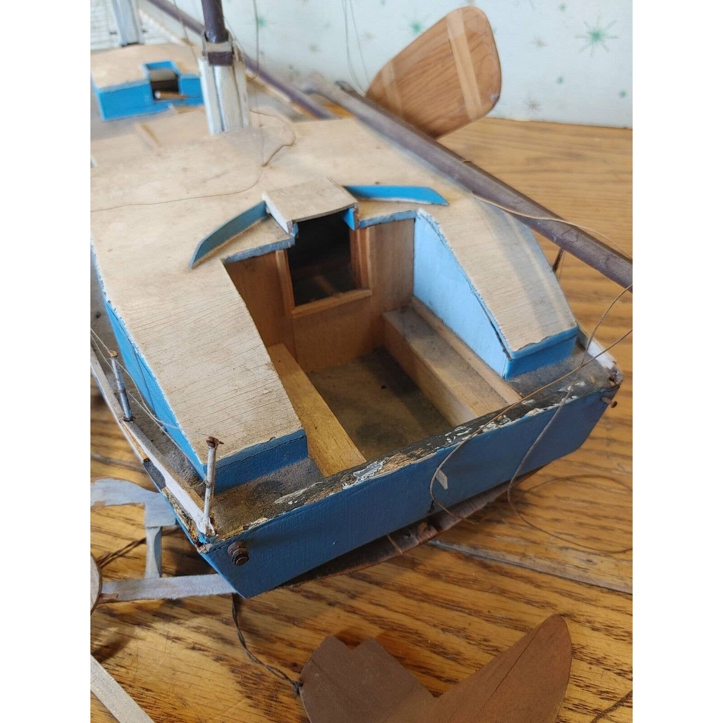 Land Ho! Vintage Scale Model Handbuilt Sailboat Leeboards Unique