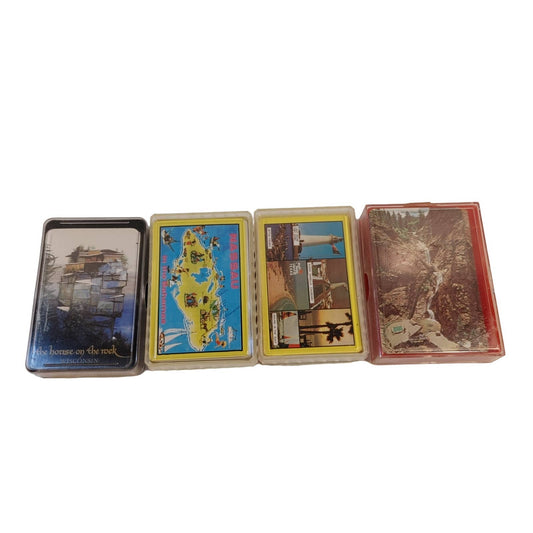 Period Playing Cards 2! Four (4) Decks Vintage Cards Souvenir Case Free Ship!