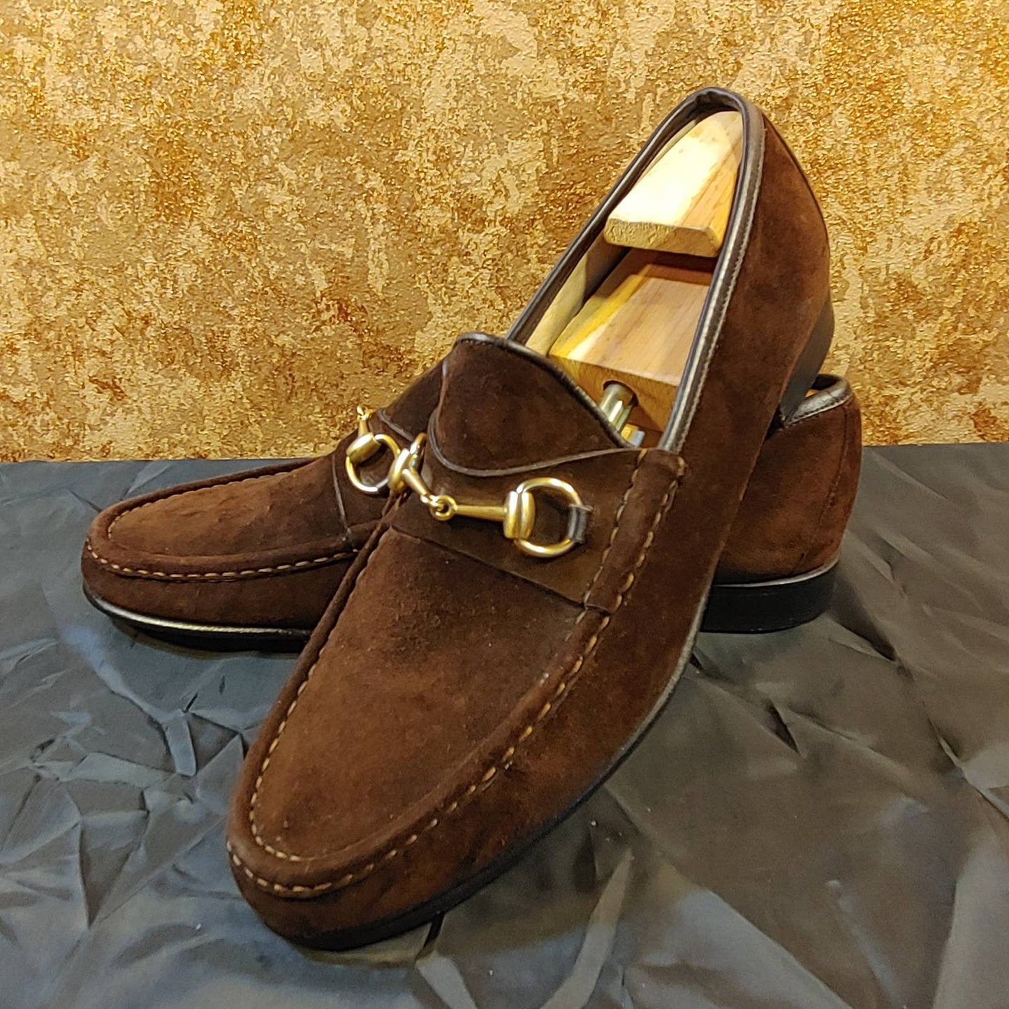 Gimme Gucci! Vintage Brown Suede Horsebit Loafers 14D GUCCI Free Shipping!