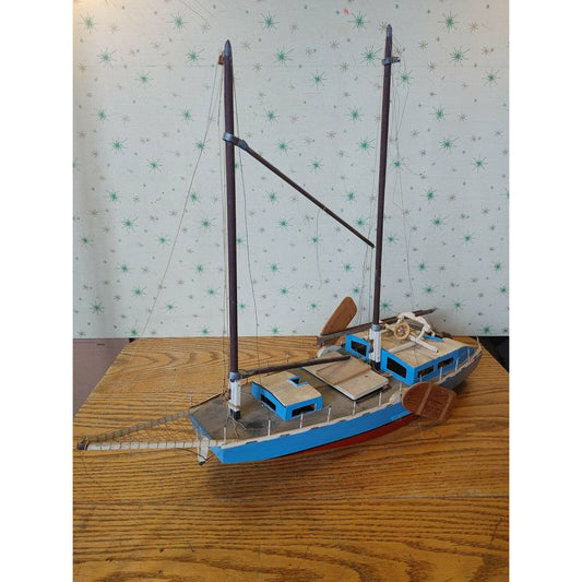 Land Ho! Vintage Scale Model Handbuilt Sailboat Leeboards Unique