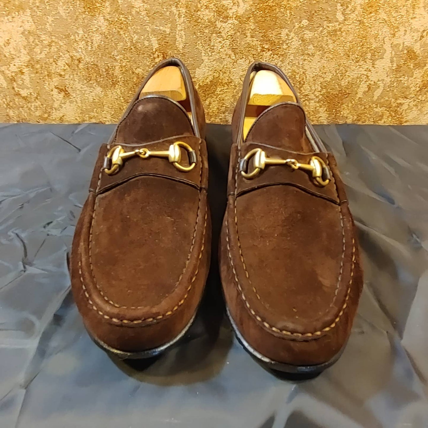 Gimme Gucci! Vintage Brown Suede Horsebit Loafers 14D GUCCI Free Shipping!