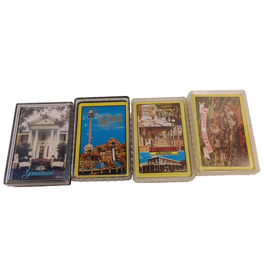 Period Playing Cards 1! Four (4) Decks Retro Souvenir Cards Case Free Shipping!