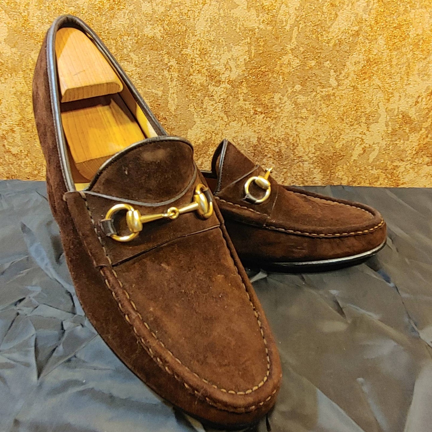 Gimme Gucci! Vintage Brown Suede Horsebit Loafers 14D GUCCI Free Shipping!